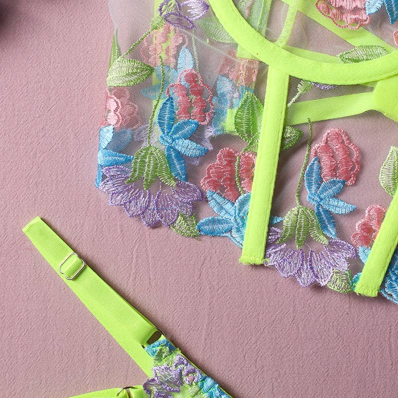 Bright Floral Embroidery 2 Piece Set