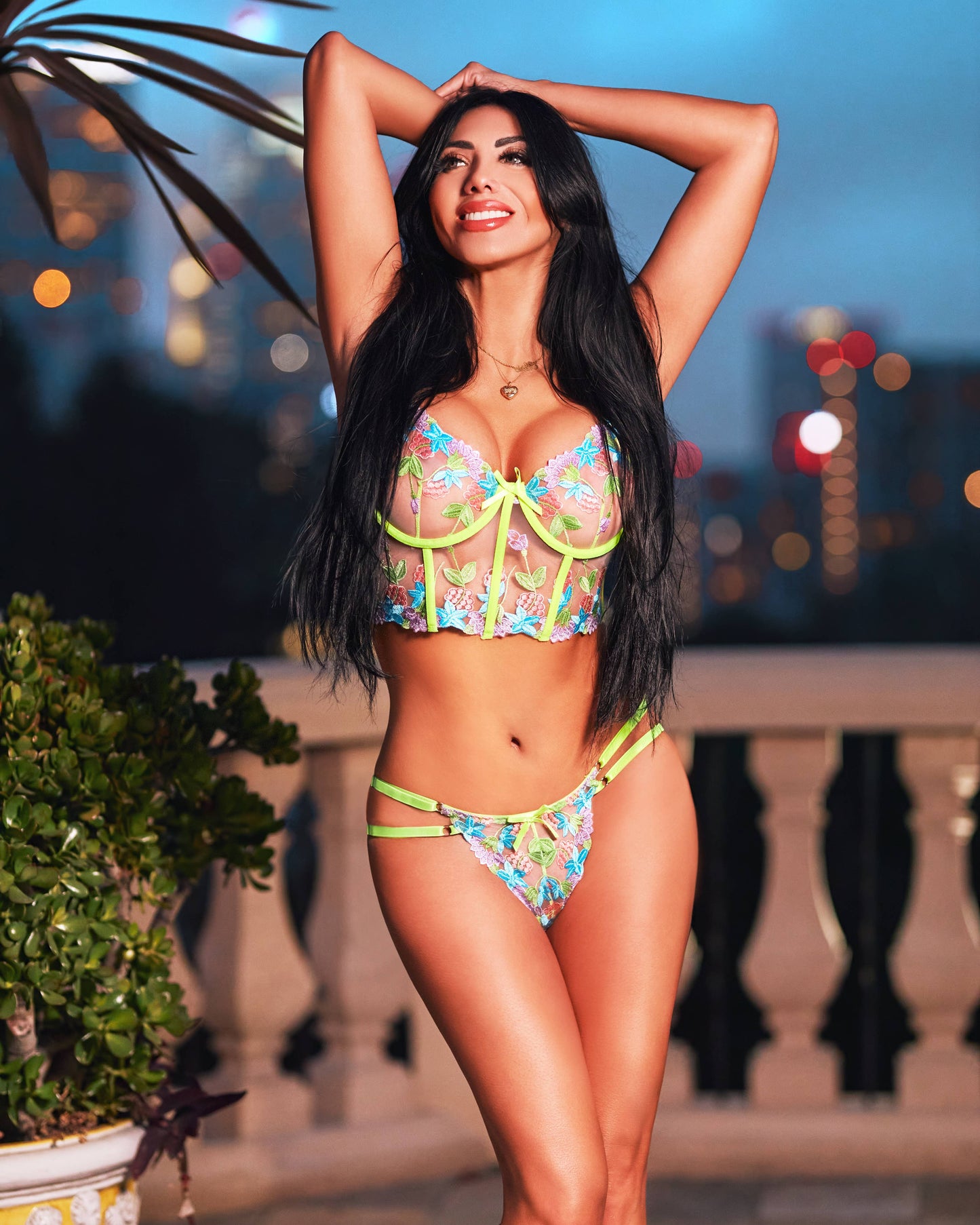 Bright Floral Embroidery 2 Piece Set