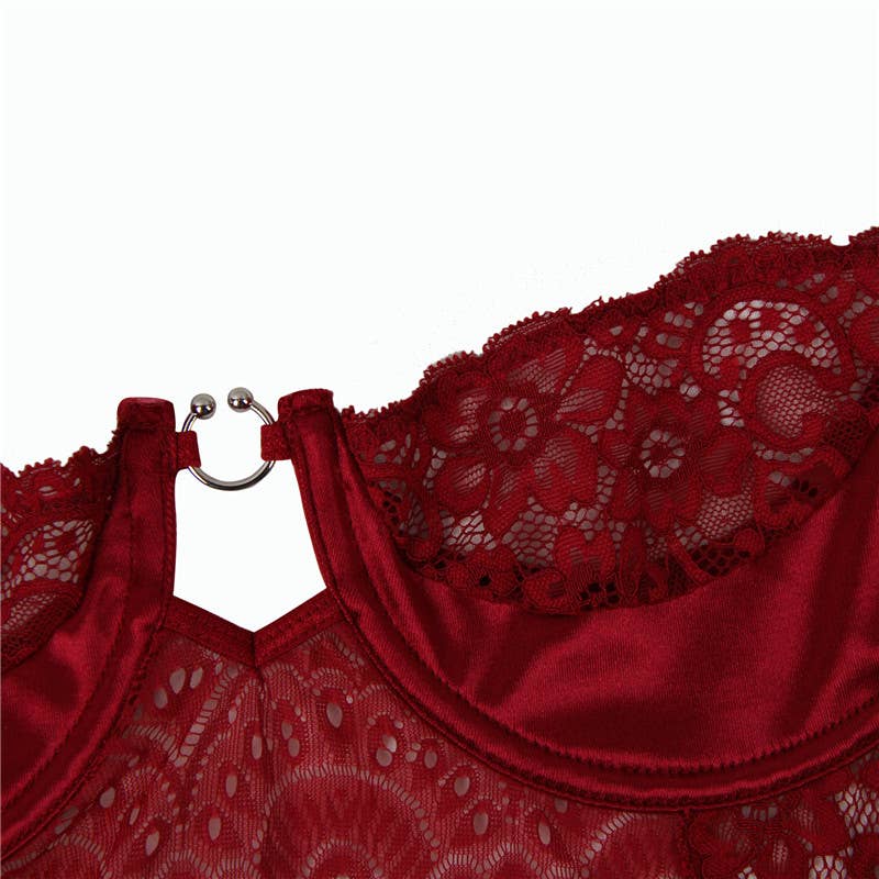 Lace Crochet Bodysuit w/ Satin Sash