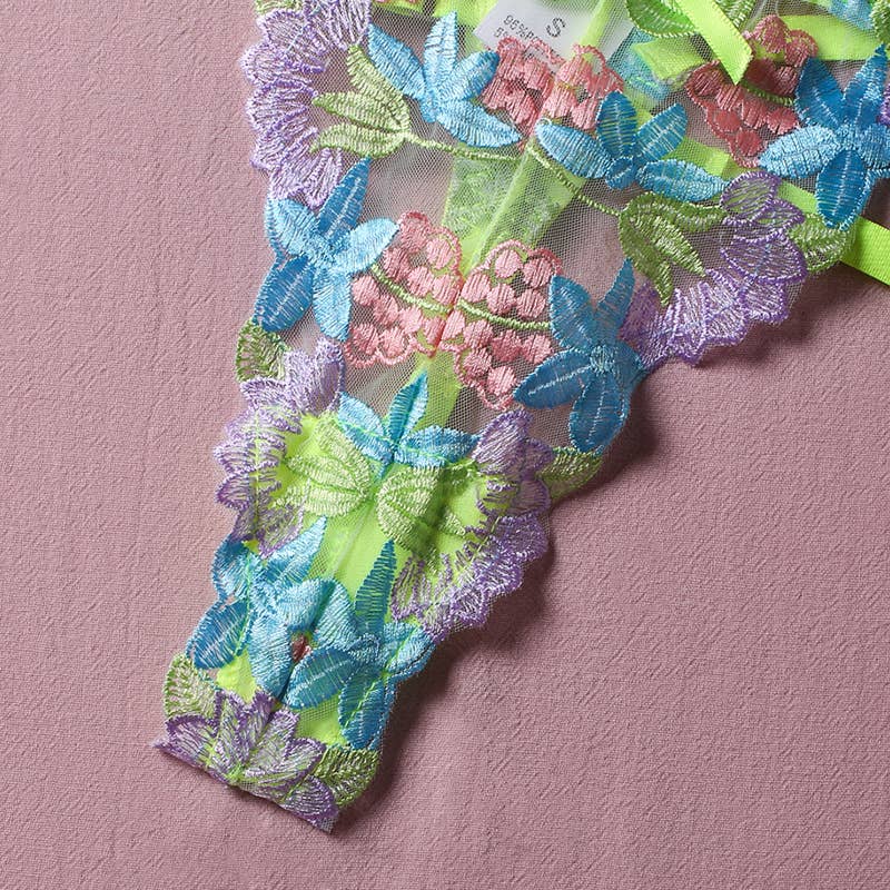 Bright Floral Embroidery 2 Piece Set