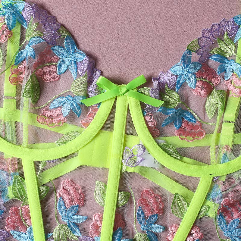 Bright Floral Embroidery 2 Piece Set