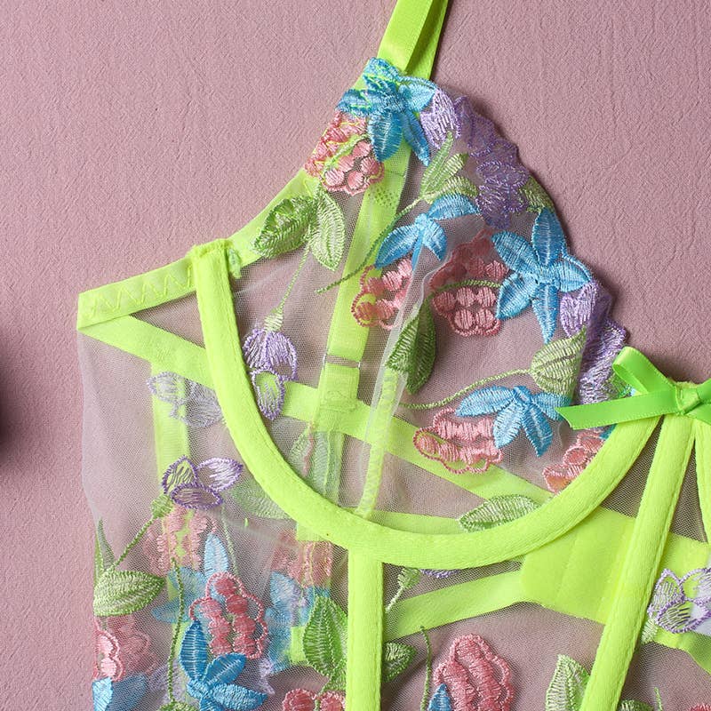 Bright Floral Embroidery 2 Piece Set